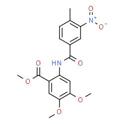 ChemSpider 2D Image | Methyl 4,5-dimethoxy-2-[(4-methyl-3-nitrobenzoyl)amino]benzoate | C18H18N2O7