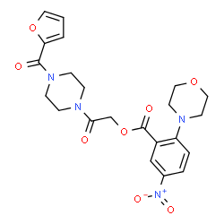 ChemSpider 2D Image | 2-[4-(2-Furoyl)-1-piperazinyl]-2-oxoethyl 2-(4-morpholinyl)-5-nitrobenzoate | C22H24N4O8