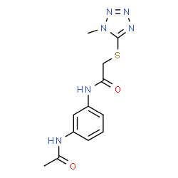 ChemSpider 2D Image | N-(3-Acetamidophenyl)-2-[(1-methyl-1H-tetrazol-5-yl)sulfanyl]acetamide | C12H14N6O2S