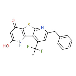 ChemSpider 2D Image | 7-Benzyl-9-(trifluoromethyl)pyrido[2',3':4,5]thieno[2,3-b]pyridine-2,4-diol | C18H11F3N2O2S