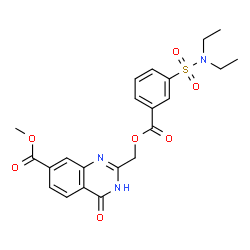 ChemSpider 2D Image | Methyl 2-({[3-(diethylsulfamoyl)benzoyl]oxy}methyl)-4-oxo-1,4-dihydro-7-quinazolinecarboxylate | C22H23N3O7S