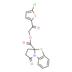 ChemSpider 2D Image | 2-(5-Chloro-2-thienyl)-2-oxoethyl 1-oxo-2,3-dihydropyrrolo[2,1-b][1,3]benzothiazole-3a(1H)-carboxylate | C17H12ClNO4S2