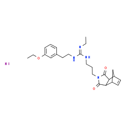 ChemSpider 2D Image | 1-[3-(3,5-Dioxo-4-azatricyclo[5.2.1.0~2,6~]dec-8-en-4-yl)propyl]-3-[2-(3-ethoxyphenyl)ethyl]-2-ethylguanidine hydroiodide (1:1) | C25H35IN4O3