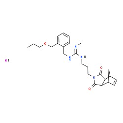 ChemSpider 2D Image | 1-[3-(3,5-Dioxo-4-azatricyclo[5.2.1.0~2,6~]dec-8-en-4-yl)propyl]-2-methyl-3-[2-(propoxymethyl)benzyl]guanidine hydroiodide (1:1) | C25H35IN4O3