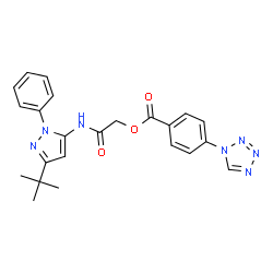 ChemSpider 2D Image | 2-{[3-(2-Methyl-2-propanyl)-1-phenyl-1H-pyrazol-5-yl]amino}-2-oxoethyl 4-(1H-tetrazol-1-yl)benzoate | C23H23N7O3