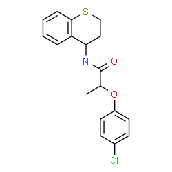 ChemSpider 2D Image | 2-(4-Chlorophenoxy)-N-(3,4-dihydro-2H-thiochromen-4-yl)propanamide | C18H18ClNO2S