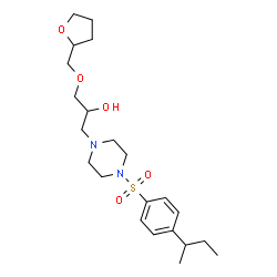 ChemSpider 2D Image | 1-{4-[(4-sec-Butylphenyl)sulfonyl]-1-piperazinyl}-3-(tetrahydro-2-furanylmethoxy)-2-propanol | C22H36N2O5S