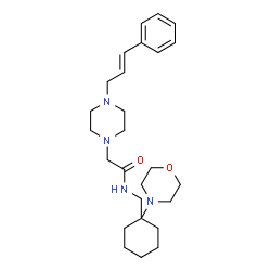 ChemSpider 2D Image | N-{[1-(4-Morpholinyl)cyclohexyl]methyl}-2-{4-[(2E)-3-phenyl-2-propen-1-yl]-1-piperazinyl}acetamide | C26H40N4O2