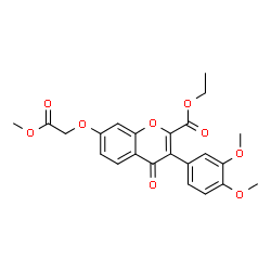ChemSpider 2D Image | Ethyl 3-(3,4-dimethoxyphenyl)-7-(2-methoxy-2-oxoethoxy)-4-oxo-4H-chromene-2-carboxylate | C23H22O9