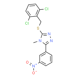 ChemSpider 2D Image | 3-[(2,6-Dichlorobenzyl)sulfanyl]-4-methyl-5-(3-nitrophenyl)-4H-1,2,4-triazole | C16H12Cl2N4O2S