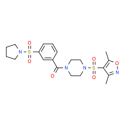 ChemSpider 2D Image | {4-[(3,5-Dimethyl-1,2-oxazol-4-yl)sulfonyl]-1-piperazinyl}[3-(1-pyrrolidinylsulfonyl)phenyl]methanone | C20H26N4O6S2