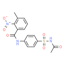 ChemSpider 2D Image | N-[4-(Acetylsulfamoyl)phenyl]-3-methyl-2-nitrobenzamide | C16H15N3O6S