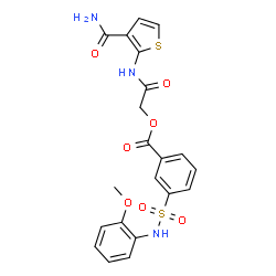 ChemSpider 2D Image | 2-[(3-Carbamoyl-2-thienyl)amino]-2-oxoethyl 3-[(2-methoxyphenyl)sulfamoyl]benzoate | C21H19N3O7S2