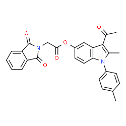 ChemSpider 2D Image | 2-(1,3-dioxo-2-isoindolyl)acetic acid [3-acetyl-2-methyl-1-(4-methylphenyl)-5-indolyl] ester | C28H22N2O5