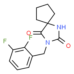 ChemSpider 2D Image | 3-(2,3-Difluorobenzyl)-1,3-diazaspiro[4.4]nonane-2,4-dione | C14H14F2N2O2