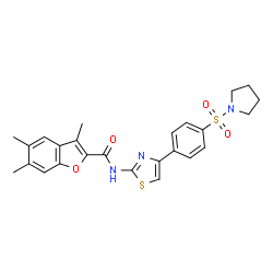 ChemSpider 2D Image | 3,5,6-Trimethyl-N-{4-[4-(1-pyrrolidinylsulfonyl)phenyl]-1,3-thiazol-2-yl}-1-benzofuran-2-carboxamide | C25H25N3O4S2