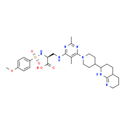 ChemSpider 2D Image | 3-({2,5-Dimethyl-6-[4-(1,2,3,4,4a,5,6,7-octahydro-1,8-naphthyridin-2-yl)-1-piperidinyl]-4-pyrimidinyl}amino)-N-[(4-methoxyphenyl)sulfonyl]-L-alanine | C29H41N7O5S