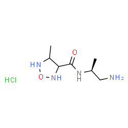 ChemSpider 2D Image | N-[(2S)-1-Amino-2-propanyl]-4-methyl-1,2,5-oxadiazolidine-3-carboxamide hydrochloride (1:1) | C7H17ClN4O2
