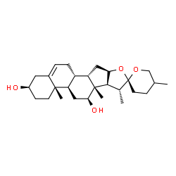 ChemSpider 2D Image | (3alpha,8alpha,9beta,10alpha,12alpha,13alpha,17beta,20R,22S)-Spirost-5-en-3,12-diol | C27H42O4