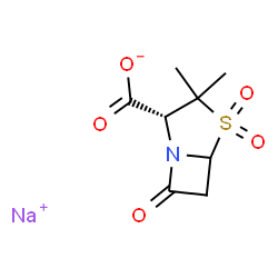 ChemSpider 2D Image | Sodium (2R)-3,3-dimethyl-7-oxo-4-thia-1-azabicyclo[3.2.0]heptane-2-carboxylate 4,4-dioxide | C8H10NNaO5S