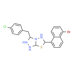 ChemSpider 2D Image | 6-(5-Bromo-1-naphthyl)-3-(4-chlorobenzyl)hexahydro[1,2,4]triazolo[3,4-b][1,3,4]thiadiazole | C20H18BrClN4S