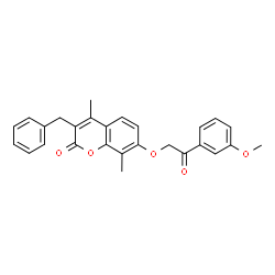 ChemSpider 2D Image | 3-Benzyl-7-[2-(3-methoxyphenyl)-2-oxoethoxy]-4,8-dimethyl-2H-chromen-2-one | C27H24O5
