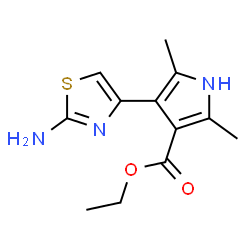 ChemSpider 2D Image | Ethyl 4-(2-amino-1,3-thiazol-4-yl)-2,5-dimethyl-1H-pyrrole-3-carboxylate | C12H15N3O2S