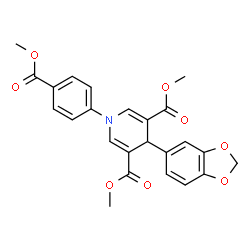 ChemSpider 2D Image | Dimethyl 4-(1,3-benzodioxol-5-yl)-1-[4-(methoxycarbonyl)phenyl]-1,4-dihydro-3,5-pyridinedicarboxylate | C24H21NO8