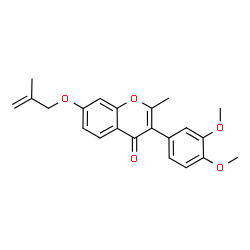 ChemSpider 2D Image | 3-(3,4-Dimethoxyphenyl)-2-methyl-7-[(2-methyl-2-propen-1-yl)oxy]-4H-chromen-4-one | C22H22O5