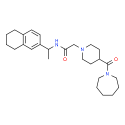 ChemSpider 2D Image | 2-[4-(1-Azepanylcarbonyl)-1-piperidinyl]-N-[1-(5,6,7,8-tetrahydro-2-naphthalenyl)ethyl]acetamide | C26H39N3O2