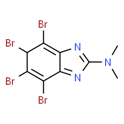 ChemSpider 2D Image | 4,5,6,7-Tetrabromo-N,N-dimethyl-5H-benzimidazol-2-amine | C9H7Br4N3