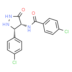ChemSpider 2D Image | 4-Chloro-N-[(3S,4R)-3-(4-chlorophenyl)-5-oxo-4-pyrazolidinyl]benzamide | C16H13Cl2N3O2