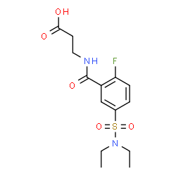 ChemSpider 2D Image | N-[5-(Diethylsulfamoyl)-2-fluorobenzoyl]-beta-alanine | C14H19FN2O5S