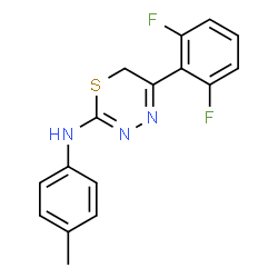 ChemSpider 2D Image | 5-(2,6-Difluorophenyl)-N-(4-methylphenyl)-6H-1,3,4-thiadiazin-2-amine | C16H13F2N3S