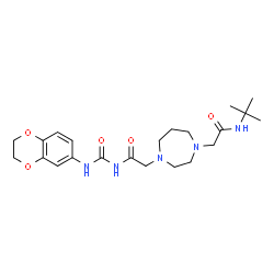 ChemSpider 2D Image | 2-(4-{2-[(2,3-Dihydro-1,4-benzodioxin-6-ylcarbamoyl)amino]-2-oxoethyl}-1,4-diazepan-1-yl)-N-(2-methyl-2-propanyl)acetamide | C22H33N5O5