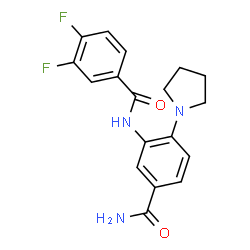ChemSpider 2D Image | N-[5-Carbamoyl-2-(1-pyrrolidinyl)phenyl]-3,4-difluorobenzamide | C18H17F2N3O2