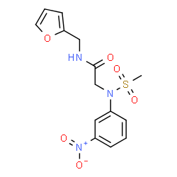 ChemSpider 2D Image | N-(2-Furylmethyl)-N~2~-(methylsulfonyl)-N~2~-(3-nitrophenyl)glycinamide | C14H15N3O6S