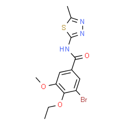 ChemSpider 2D Image | 3-Bromo-4-ethoxy-5-methoxy-N-(5-methyl-1,3,4-thiadiazol-2-yl)benzamide | C13H14BrN3O3S