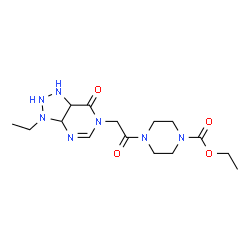 ChemSpider 2D Image | Ethyl 4-[(3-ethyl-7-oxo-1,2,3,3a,7,7a-hexahydro-6H-[1,2,3]triazolo[4,5-d]pyrimidin-6-yl)acetyl]-1-piperazinecarboxylate | C15H25N7O4