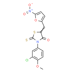 ChemSpider 2D Image | 3-(3-Chloro-4-methoxyphenyl)-5-[(5-nitro-2-furyl)methylene]-2-thioxo-1,3-thiazolidin-4-one | C15H9ClN2O5S2