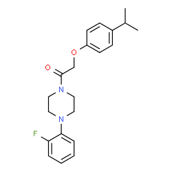 ChemSpider 2D Image | 1-[4-(2-Fluorophenyl)-1-piperazinyl]-2-(4-isopropylphenoxy)ethanone | C21H25FN2O2
