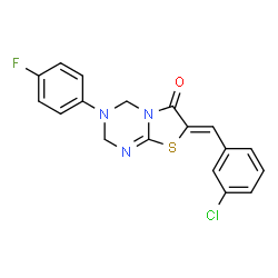 ChemSpider 2D Image | (7Z)-7-(3-Chlorobenzylidene)-3-(4-fluorophenyl)-3,4-dihydro-2H-[1,3]thiazolo[3,2-a][1,3,5]triazin-6(7H)-one | C18H13ClFN3OS