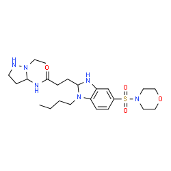 ChemSpider 2D Image | 3-[1-Butyl-5-(4-morpholinylsulfonyl)-2,3-dihydro-1H-benzimidazol-2-yl]-N-(2-ethyl-3-pyrazolidinyl)propanamide | C23H38N6O4S