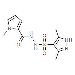 ChemSpider 2D Image | N'-[(3,5-Dimethyl-1H-pyrazol-4-yl)sulfonyl]-1-methyl-1H-pyrrole-2-carbohydrazide | C11H15N5O3S