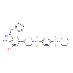 ChemSpider 2D Image | 3-Benzyl-5-(1-{[4-(4-morpholinylsulfonyl)phenyl]sulfonyl}-4-piperidinyl)-2,3-dihydro-1H-[1,2,3]triazolo[4,5-d]pyrimidin-7-ol | C26H31N7O6S2