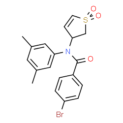 ChemSpider 2D Image | 4-Bromo-N-(3,5-dimethylphenyl)-N-(1,1-dioxido-2,3-dihydro-3-thiophenyl)benzamide | C19H18BrNO3S