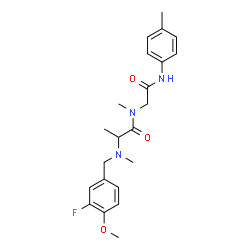 ChemSpider 2D Image | N-(3-Fluoro-4-methoxybenzyl)-N-methylalanyl-N~2~-methyl-N-(4-methylphenyl)glycinamide | C22H28FN3O3