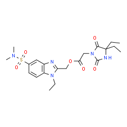 ChemSpider 2D Image | [5-(Dimethylsulfamoyl)-1-ethyl-1H-benzimidazol-2-yl]methyl (4,4-diethyl-2,5-dioxo-1-imidazolidinyl)acetate | C21H29N5O6S