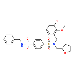 ChemSpider 2D Image | N'-Benzyl-N-(2,3-dimethoxybenzyl)-N-(tetrahydro-2-furanylmethyl)-1,4-benzenedisulfonamide | C27H32N2O7S2