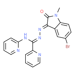 ChemSpider 2D Image | N'-[(3E)-5-Bromo-1-methyl-2-oxo-1,2-dihydro-3H-indol-3-ylidene]-N-(2-pyridinyl)-2-pyridinecarbohydrazonamide | C20H15BrN6O